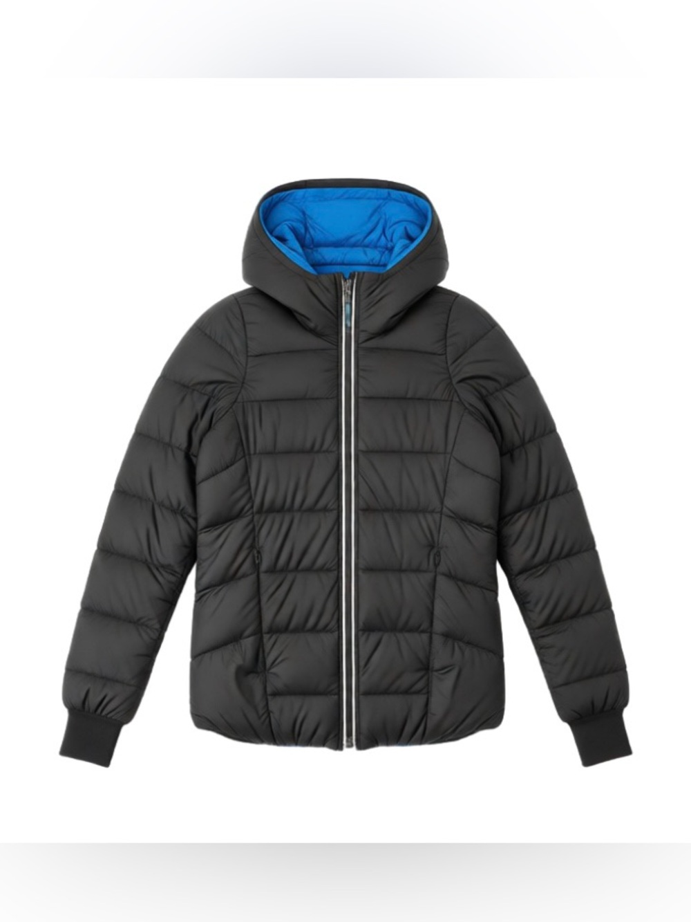 ivivva by lululemon Girls 12 Black Hooded Puffer Jacket Blue Lining